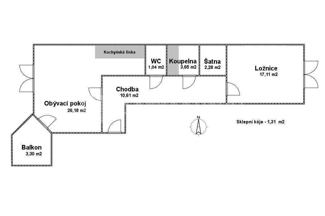 Pronájem bytu 2+kk 63 m², Semilská, Praha, Praha