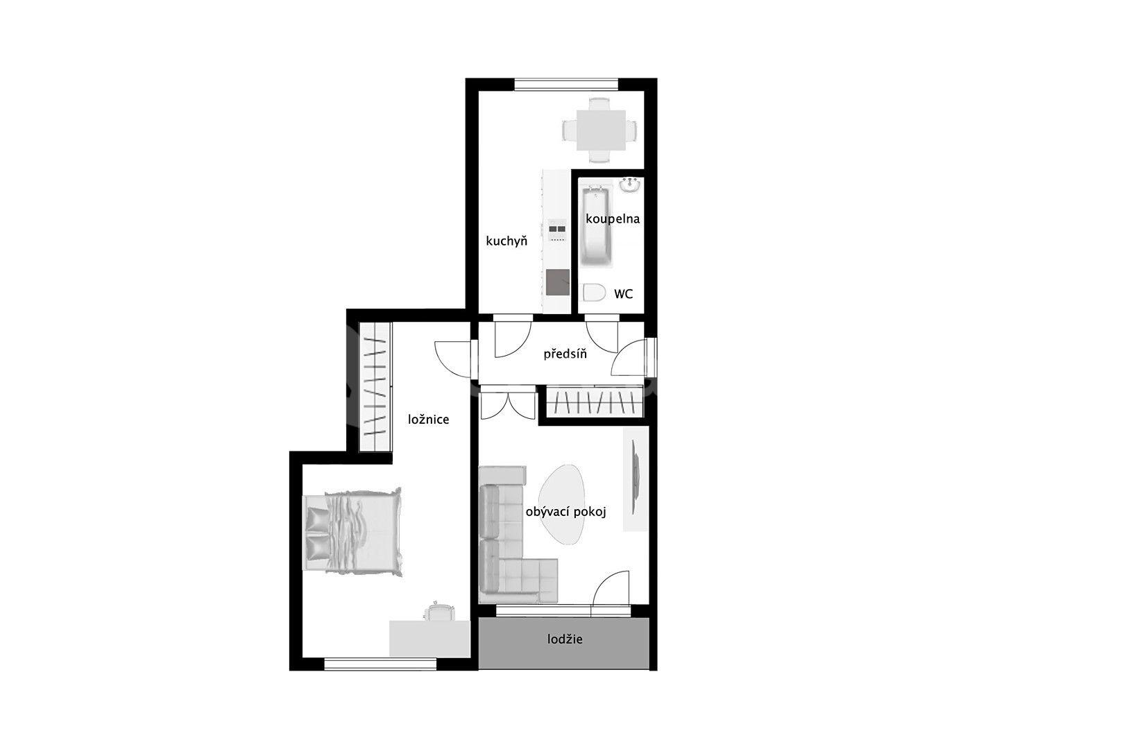 Prodej bytu 2+1 54 m², Na Výšinách, Liberec, Liberecký kraj