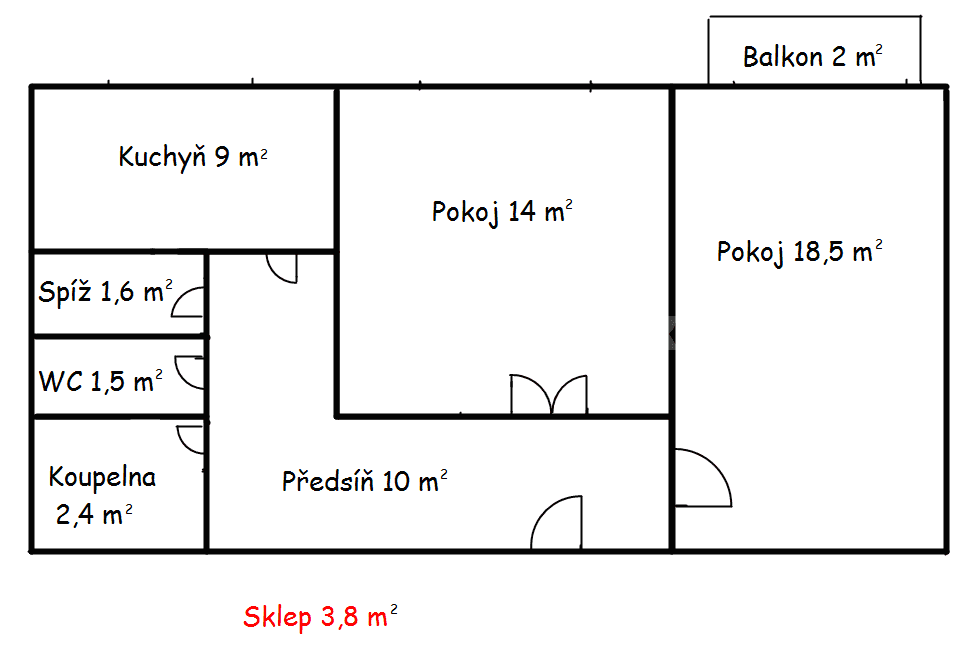 Pronájem bytu 2+1 57 m², Mánesova, Brno, Jihomoravský kraj