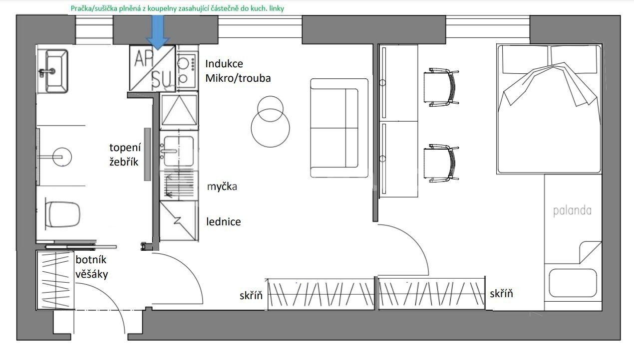 Pronájem bytu 2+kk 37 m², Vodárenská, Kladno, Středočeský kraj