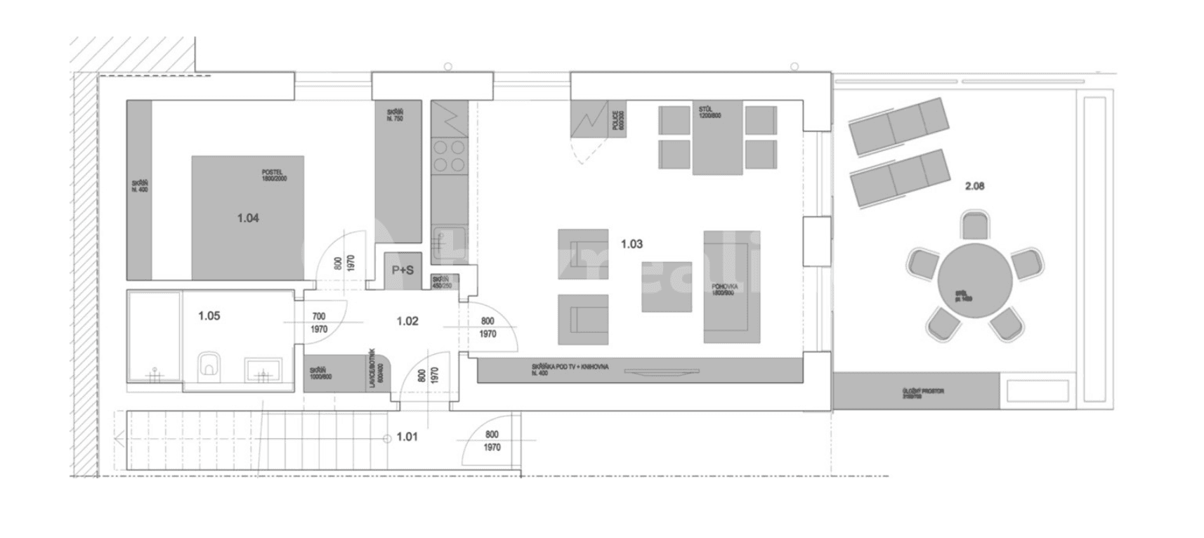 Pronájem bytu 2+kk 50 m², Na Průhonu, Dolní Břežany, Středočeský kraj