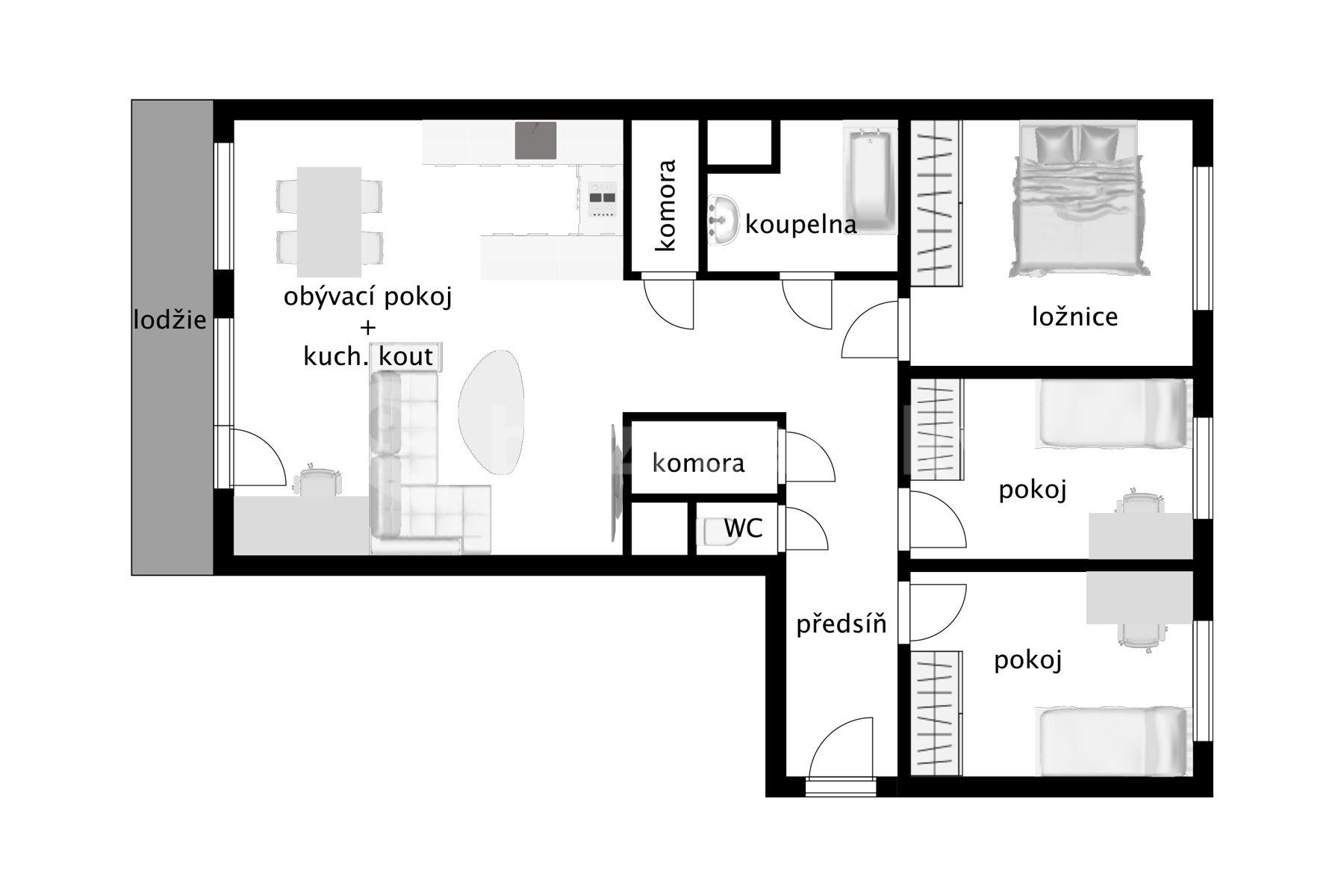 Prodej bytu 4+kk 93 m², Kunštátská, Poděbrady, Středočeský kraj