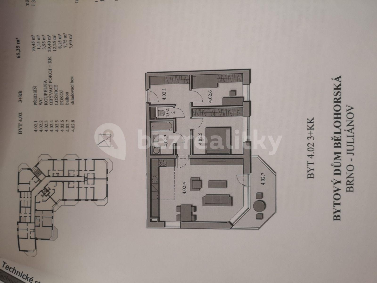 Pronájem bytu 3+kk 73 m², Bělohorská, Brno, Jihomoravský kraj