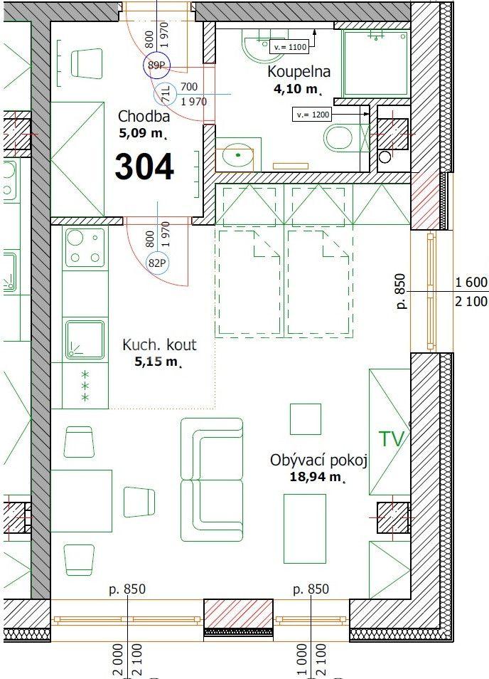 Pronájem bytu 1+kk 35 m², Sokolská, Olomouc, Olomoucký kraj