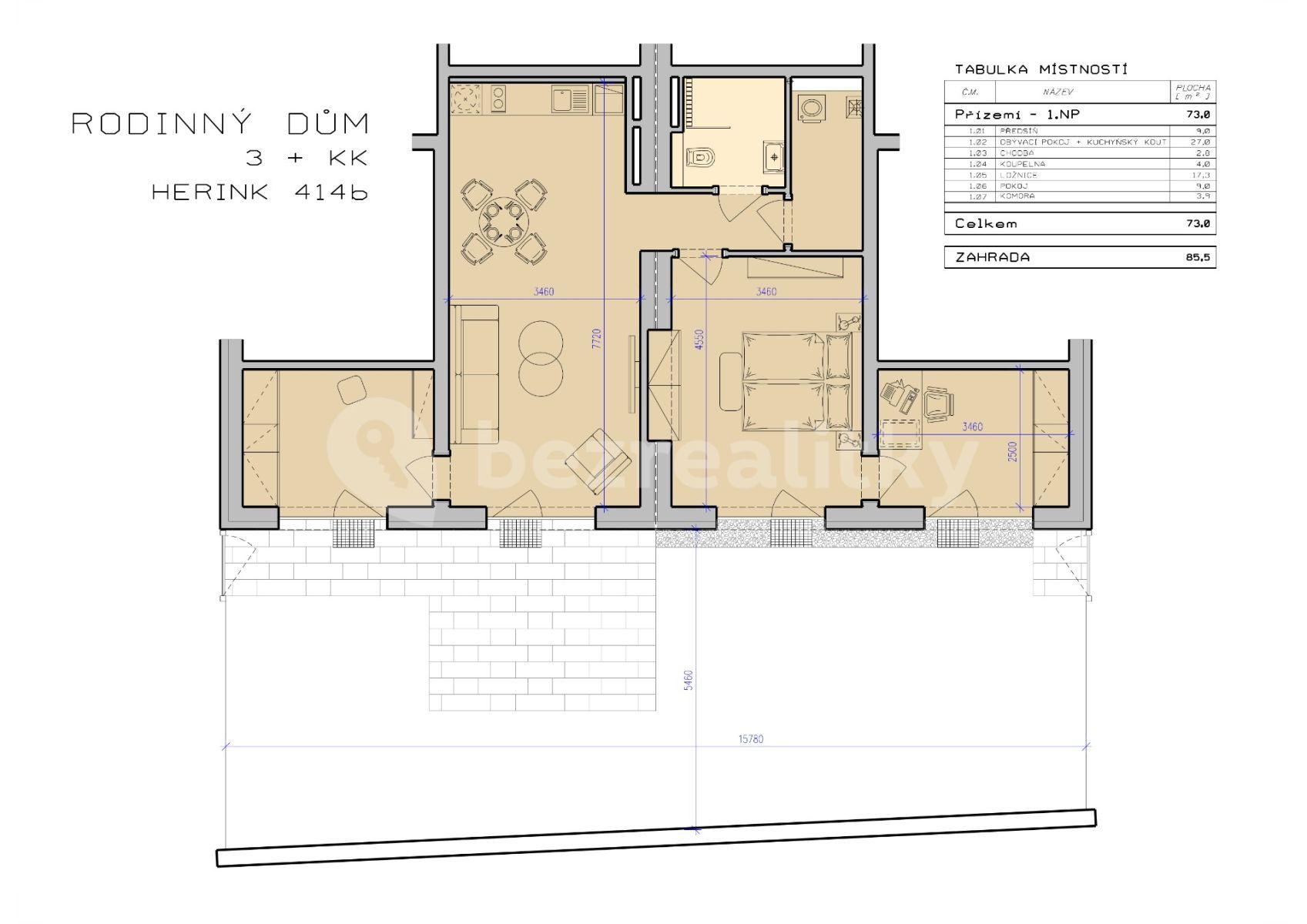 Pronájem bytu 3+kk 73 m², Nad Rybníkem, Herink, Středočeský kraj