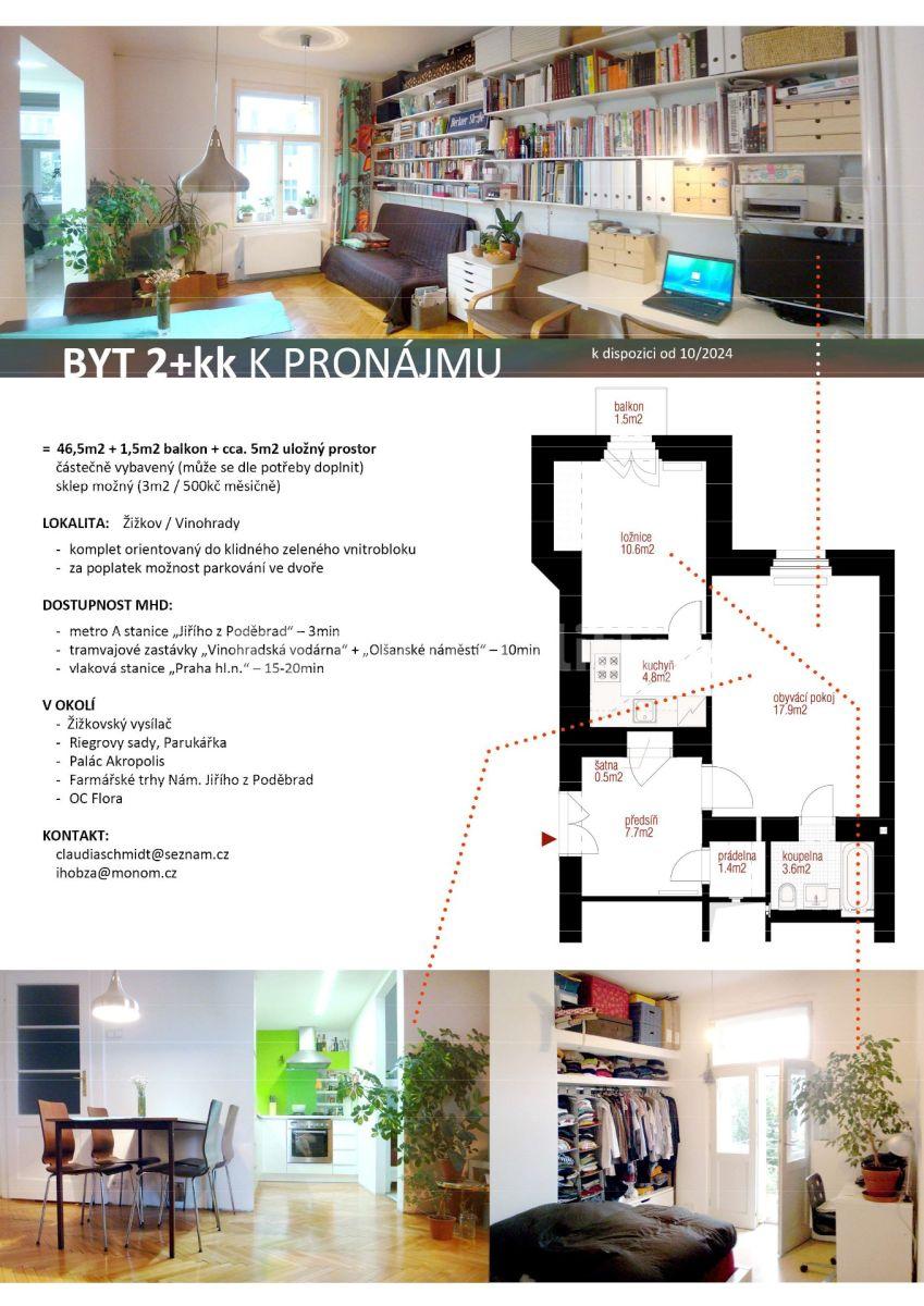 Pronájem bytu 2+kk 47 m², Fibichova, Praha, Praha