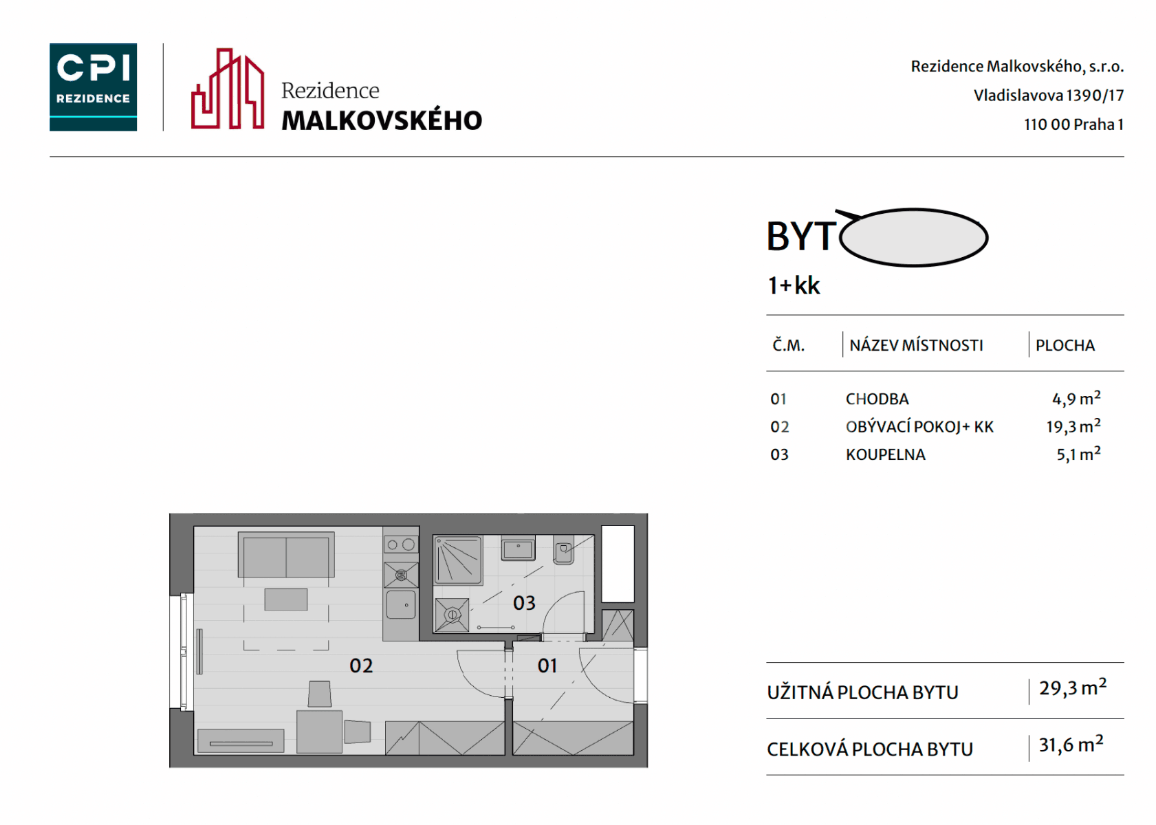 Prodej bytu 1+kk 32 m², Malkovského, Praha, Praha