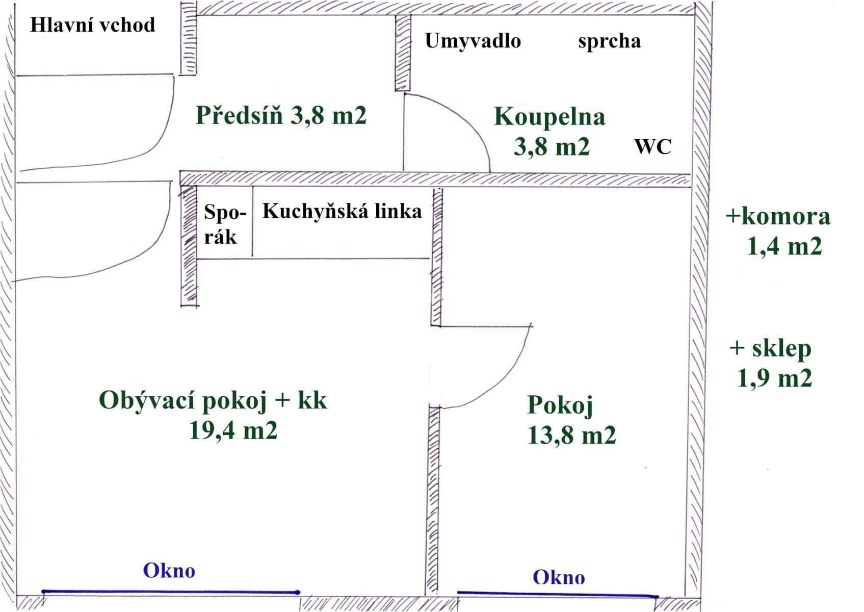 Prodej bytu 2+kk 44 m², Na Roli, Jablonec nad Nisou, Liberecký kraj