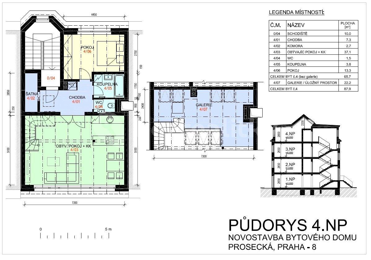 Prodej bytu 3+kk 88 m², Prosecká, Praha, Praha