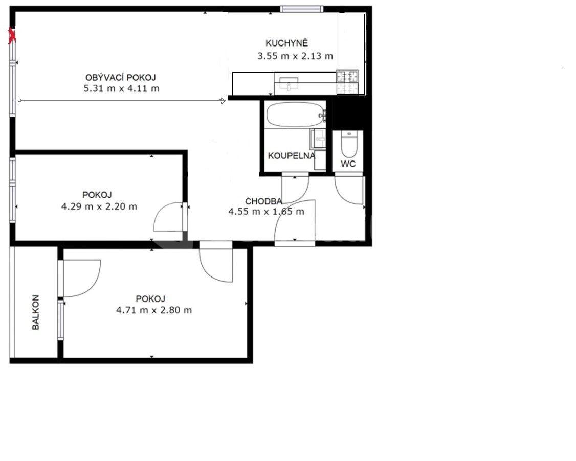 Pronájem bytu 3+kk 69 m², Křejpského, Praha, Praha