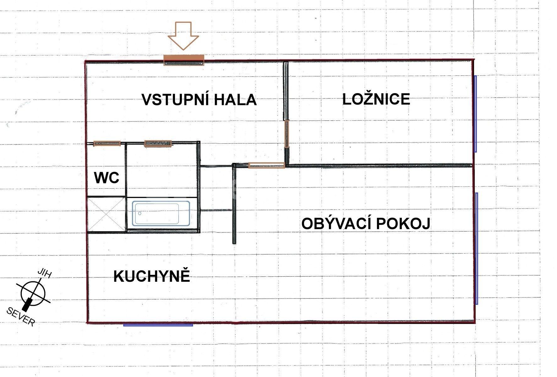 Pronájem bytu 2+kk 50 m², U Krbu, Praha, Praha