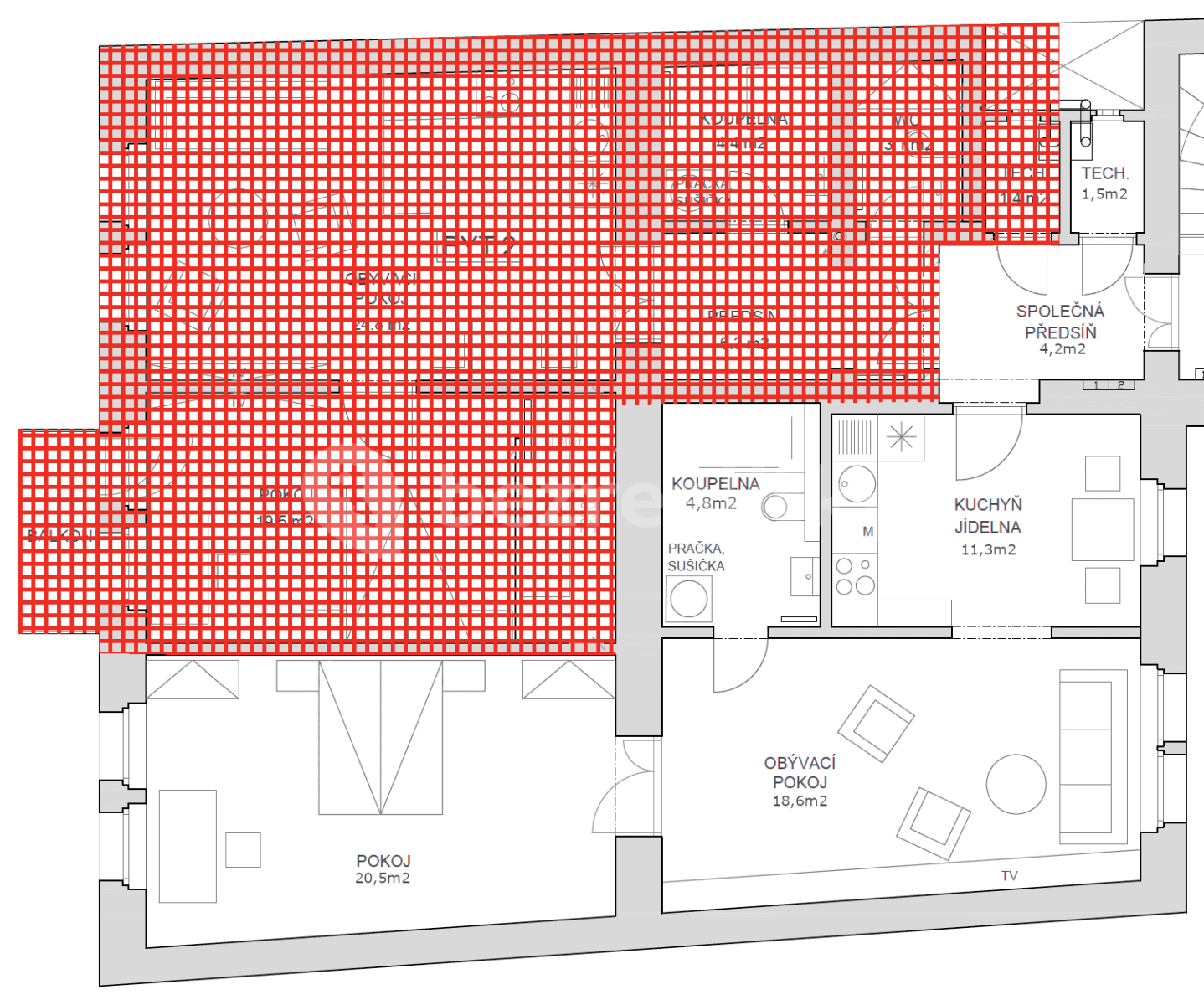 Pronájem bytu 2+kk 56 m², Jungmannova, Praha, Praha