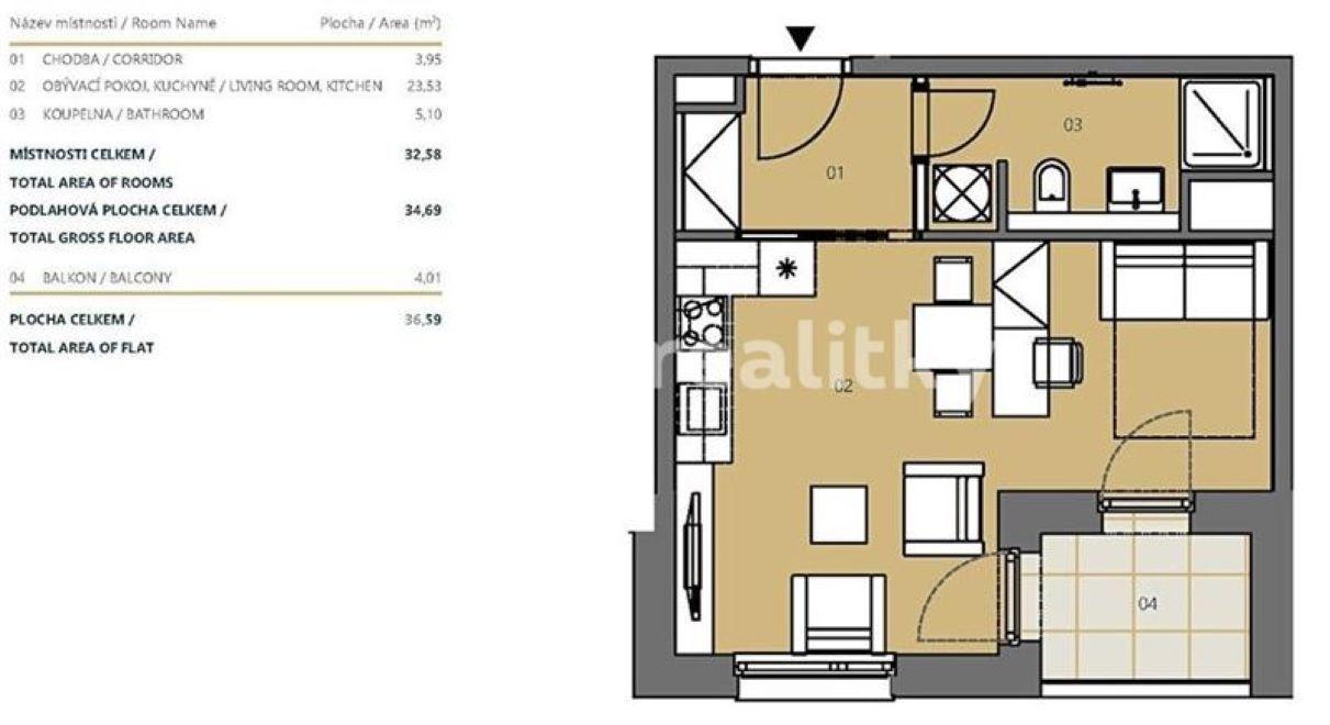 Prodej bytu 1+kk 34 m², Jankovcova, Praha, Praha