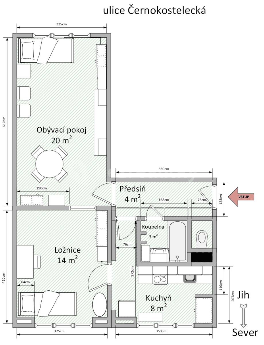 Pronájem bytu 2+1 52 m², Černokostelecká, Praha, Praha