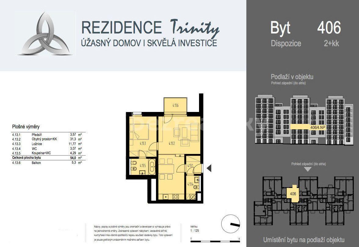 Pronájem bytu 2+1 54 m², U Mlýnského kanálu, Praha, Praha