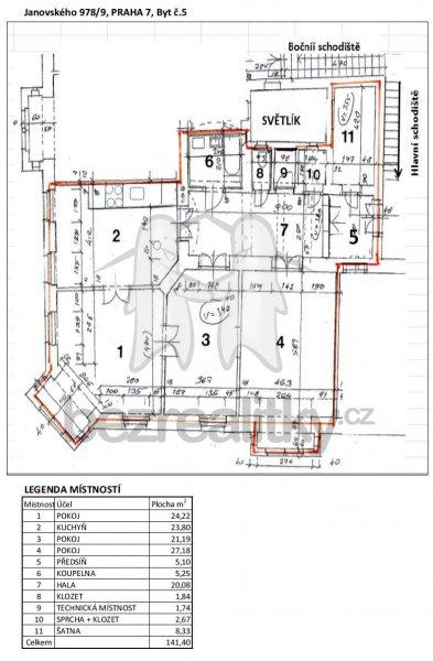 Pronájem bytu 4+kk 141 m², Janovského, Praha, Praha