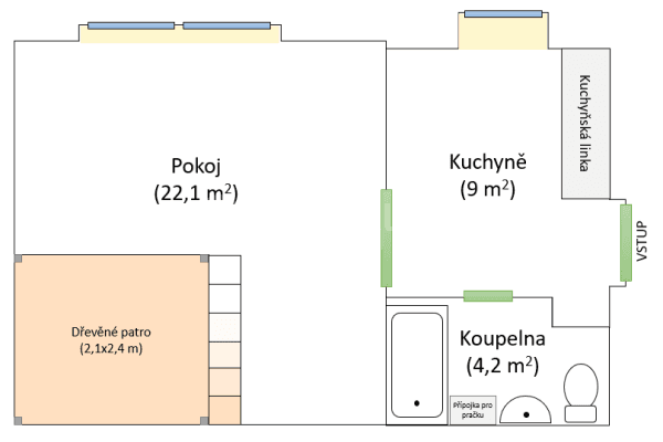 Pronájem bytu 2+kk 35 m², Havlíčkova, 