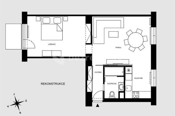 Pronájem bytu 2+kk 52 m², Křídlovická, Brno-střed