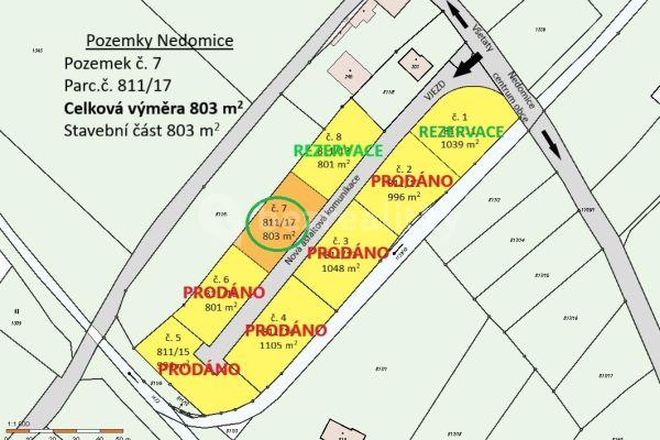 Prodej pozemku 803 m², Nedomice, Středočeský kraj